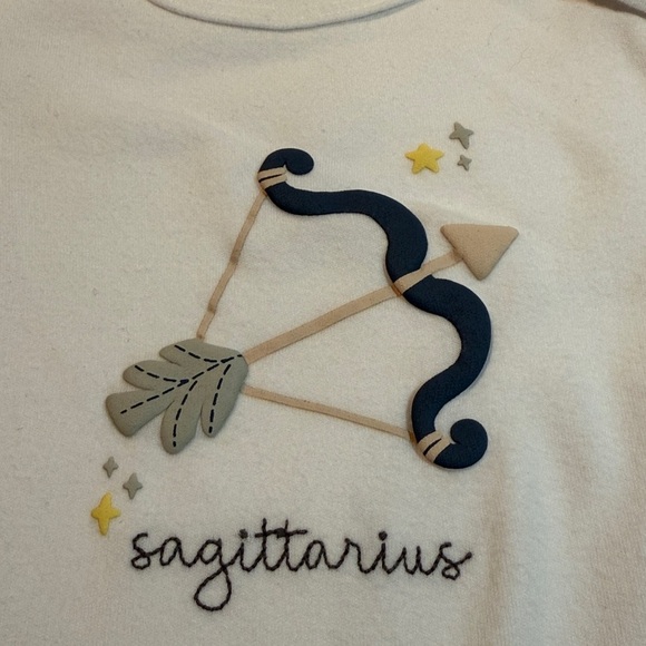 Rabbit + Bear - long sleeve organic cotton White Sagittarius Baby Onesie shirt - Picture 2 of 3